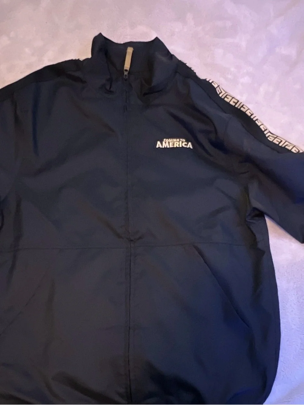 Nike Black Windbreaker Jacket with Gold Sleeve Tape